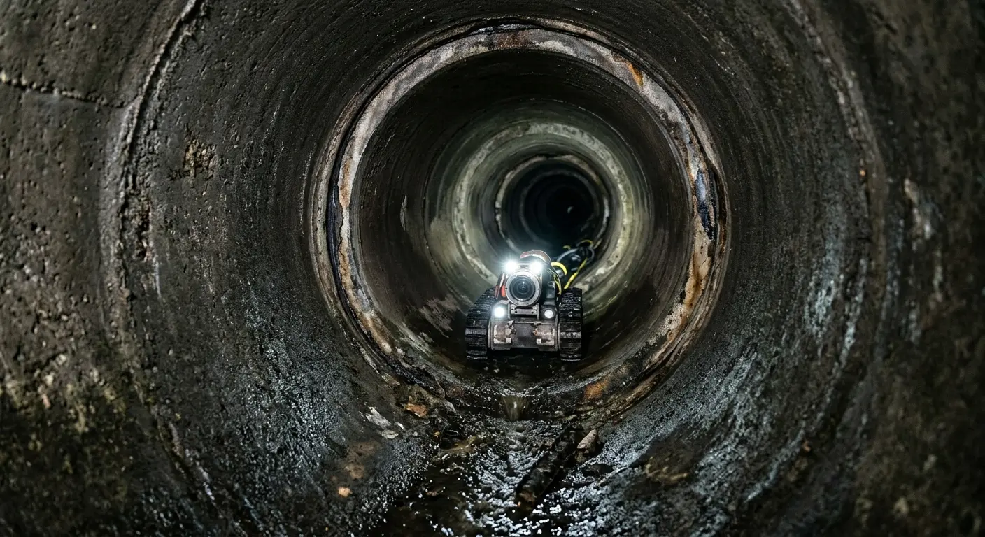 Robotic sewer camera inspecting pipe interior for Sewer Line Repair in Elk City